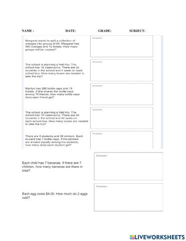 Division word problems