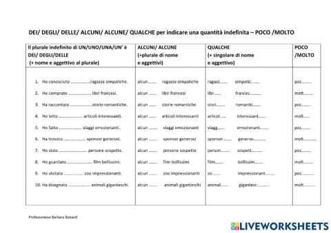 Indicare una quantità