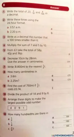Mental math section 2 test 8b