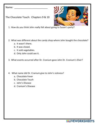 The Chocolate Touch:  Chapters 9 & 10
