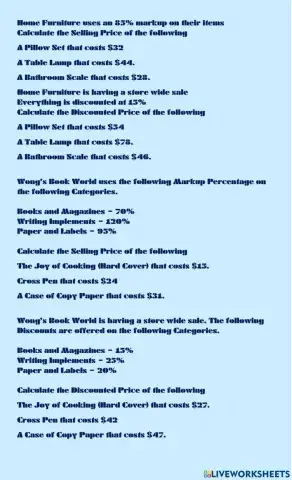 Calculating Selling and Discounted Price