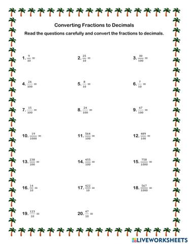 Converting Fractions to Decimals II