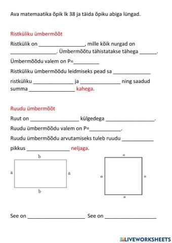 Ristküliku ja ruudu ümbermõõt