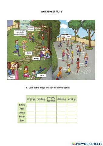 Playground games worksheet