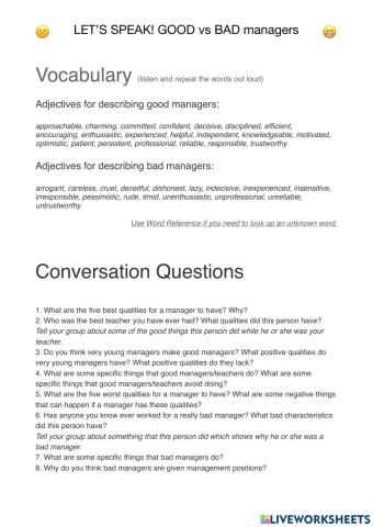 Let's speak:good vs bad managers