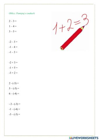 Dodawanie i odejmowanie liczb wymiernych