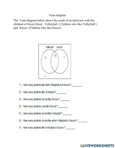 Venn diagram questions