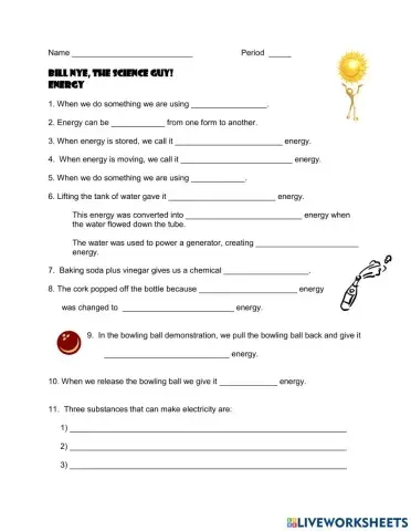 Bill Nye Energy Video Questions