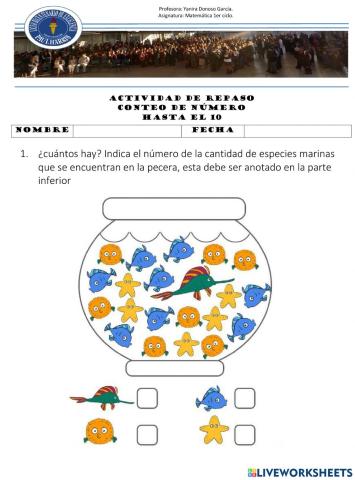 Actividad de repaso: conteo de número hasta el 10