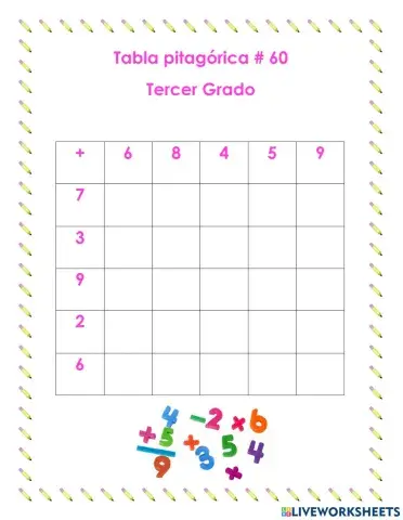 Tabla pitagórica 60