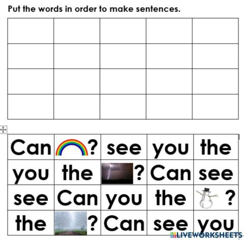 Sight word Sentence Sort CAN YOU SEE THE