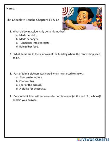 The Chocolate Touch:  Chapters 11 and 12