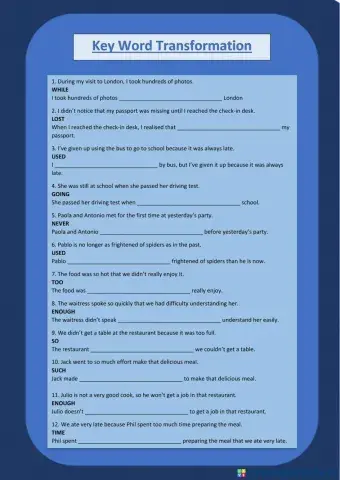 Key Word Transformation FCE-B1