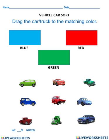 Sort colors with notes area