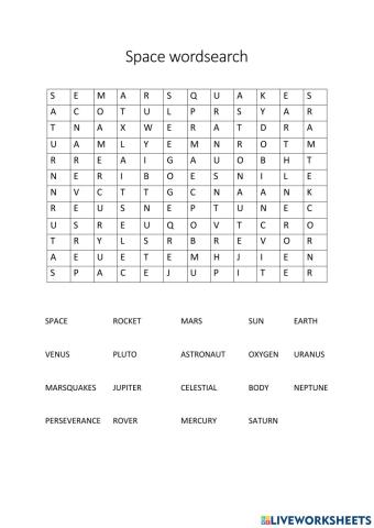 Space wordsearch