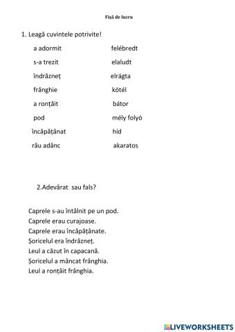 Recapitulare, Două capre, Leul și șoricelul