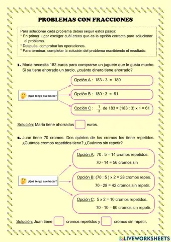 Problemas con fracciones
