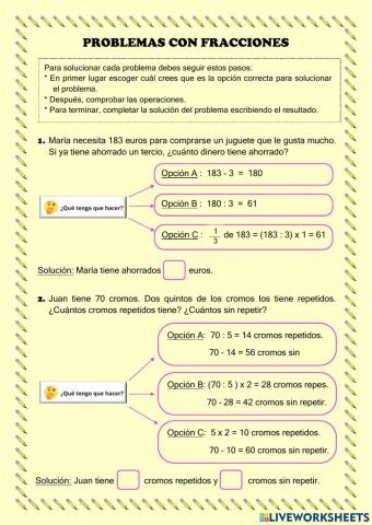 Problemas con fracciones