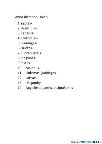 Family and friends Unit 5 words