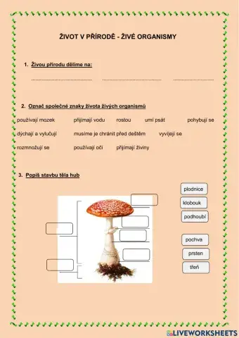 Život v přírodě - živé organismy