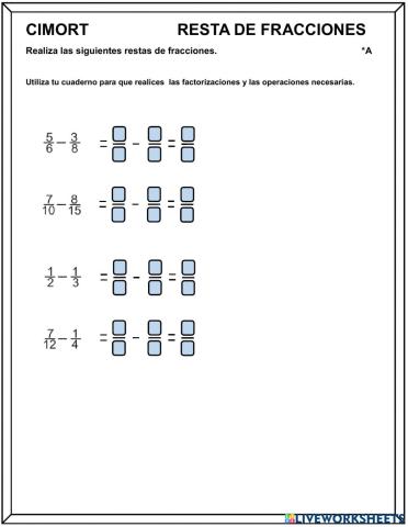 Restas de fracciones -A
