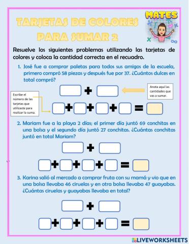 Sumas con tarjetas U y D