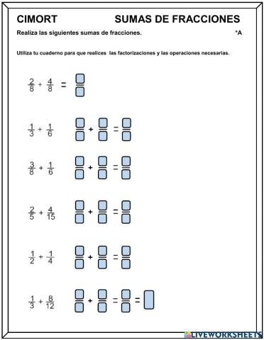 Sumas de fracciones -A