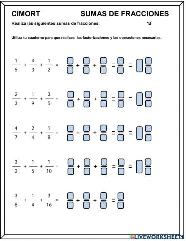 Sumas de Fracciones -B