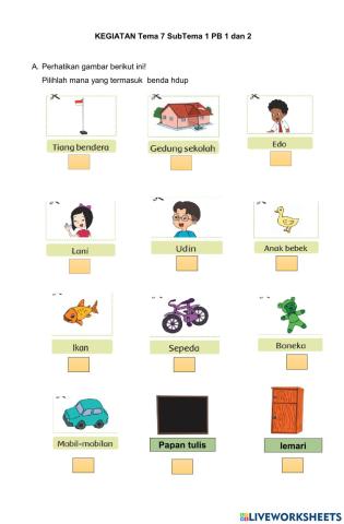 Kegiatan Tema 7 ST 1 Pembelajaran 1 dan 2