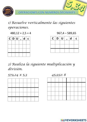 Ejercicios con decimales