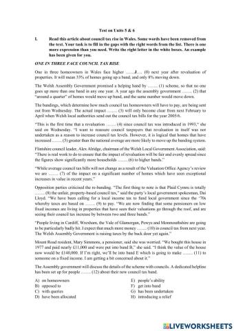 Oxford Exam Trainer B2 Units 5-6 Test public