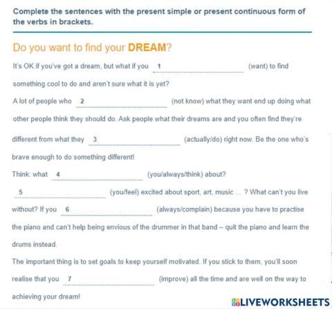 Present simple and continuous