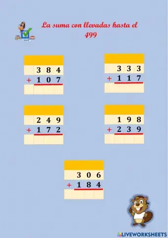 Sumas con llevadas hasta el 499
