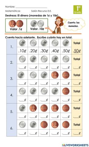 Conteo de Monedas 1 y 10