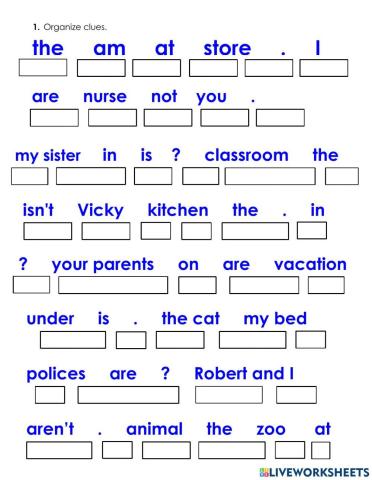 Sentences: verb to be