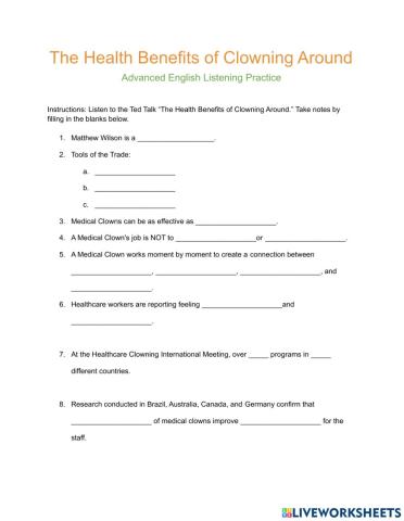 Advanced English Listening Practice Sheet 01