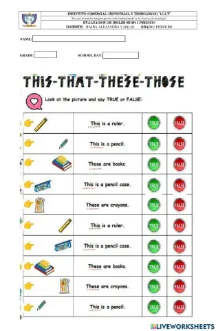 Test Inglés primero