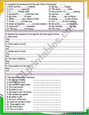 Quiz: verb to be in present