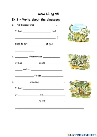 Write about Dinosaurs - McM LB pg 95