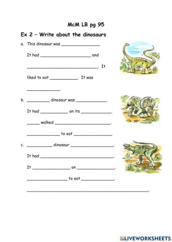 Write about Dinosaurs - McM LB pg 95