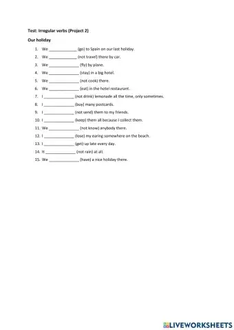 MIni-test Irregular verbs 1, Project 2