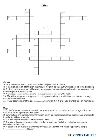 Fake news crossword