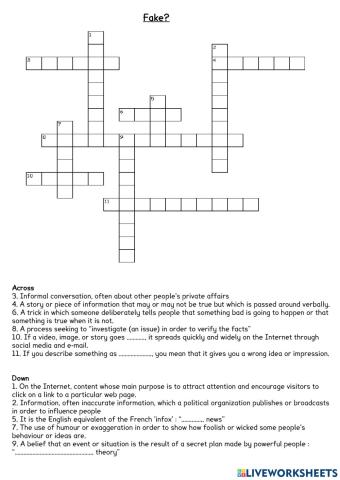 Fake news crossword