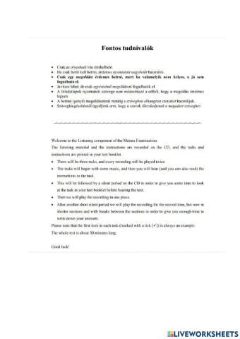 B1 listening mixed types