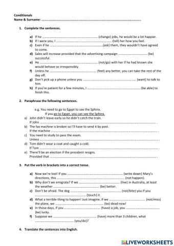 Conditionals (types: 0, 1, 2, 3)