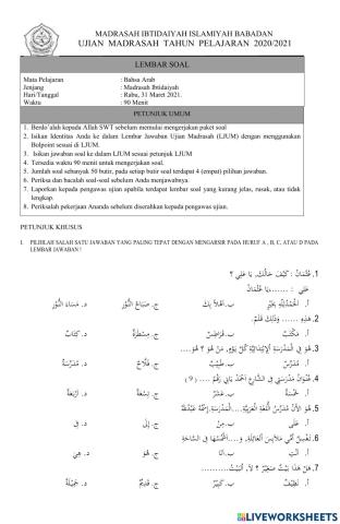 Soal Bahasa Arab
