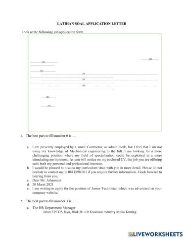 Latihan application letter