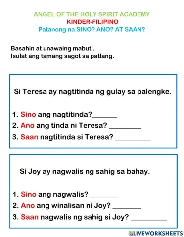 Patanong na sino? ano? at saan?