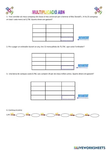 Multiplicar per decimals abn