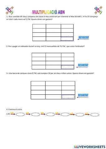 Multiplicar per decimals abn